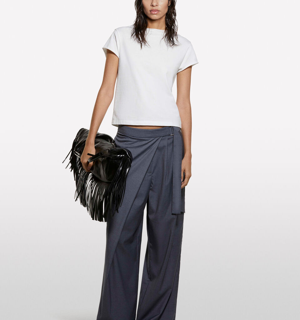 White t-shirt with halter neck - women's short sleeve t-shirts - White | Sisley image number 1